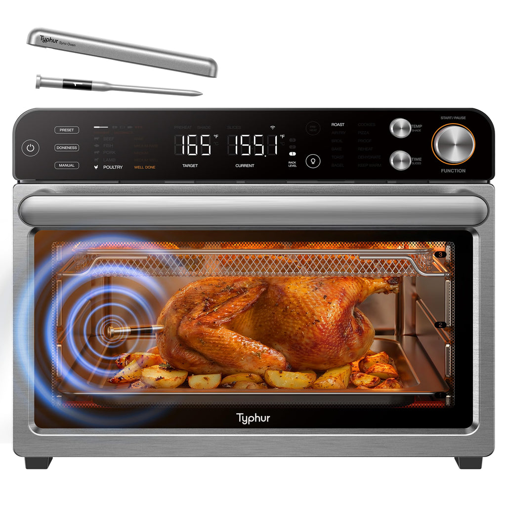 27 Qt 12-in-1 Air Fryer Toaster Oven with Meat Thermometer