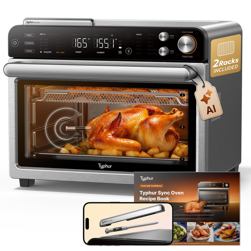 27 Qt 12-in-1 Air Fryer Toaster Oven with Meat Thermometer