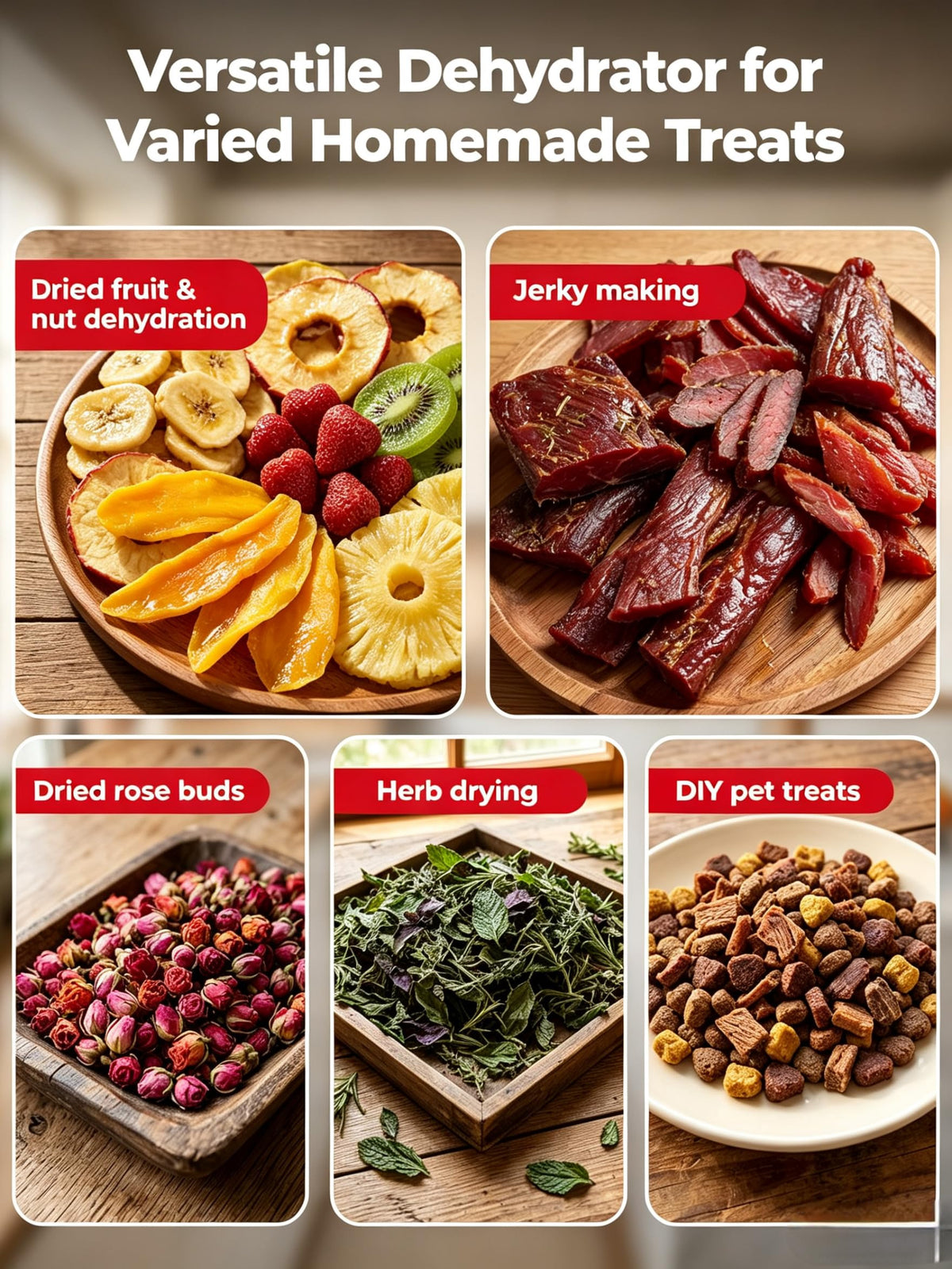 800W Stainless Steel Food Dehydrator with 24H Timer