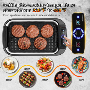 1500W Smokeless Electric Grill with Smart Control Panel